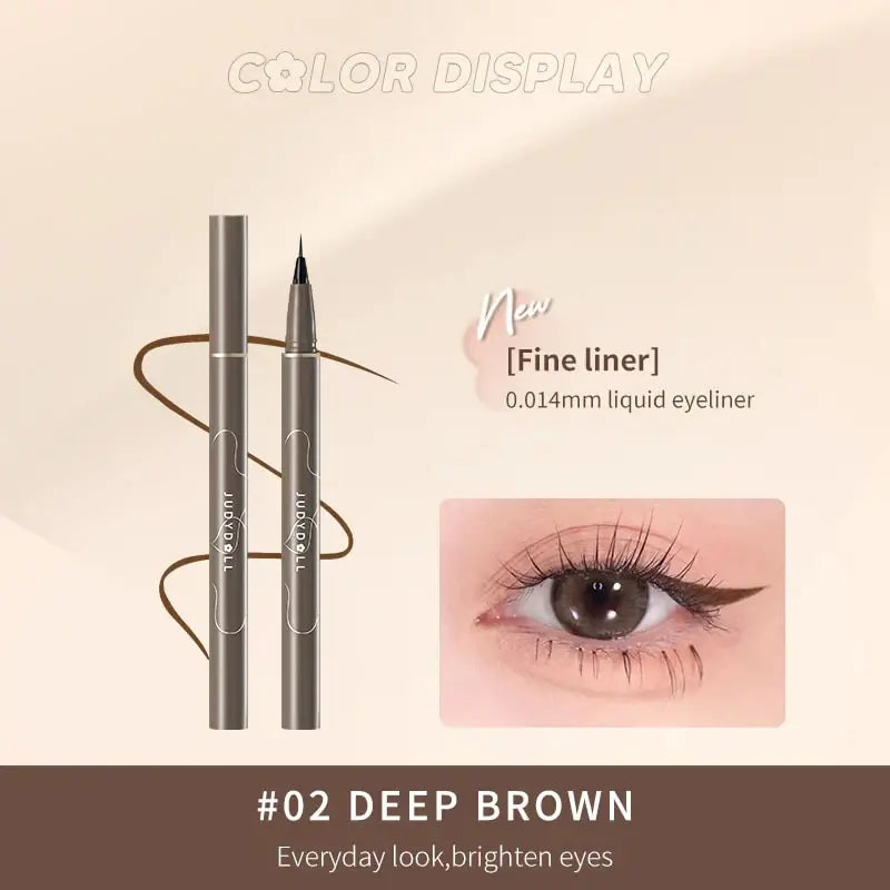 Judydoll - Slim Liquid Eyeliner in Deep Brown with 0.014mm brush tip for effortless precision and smooth application.