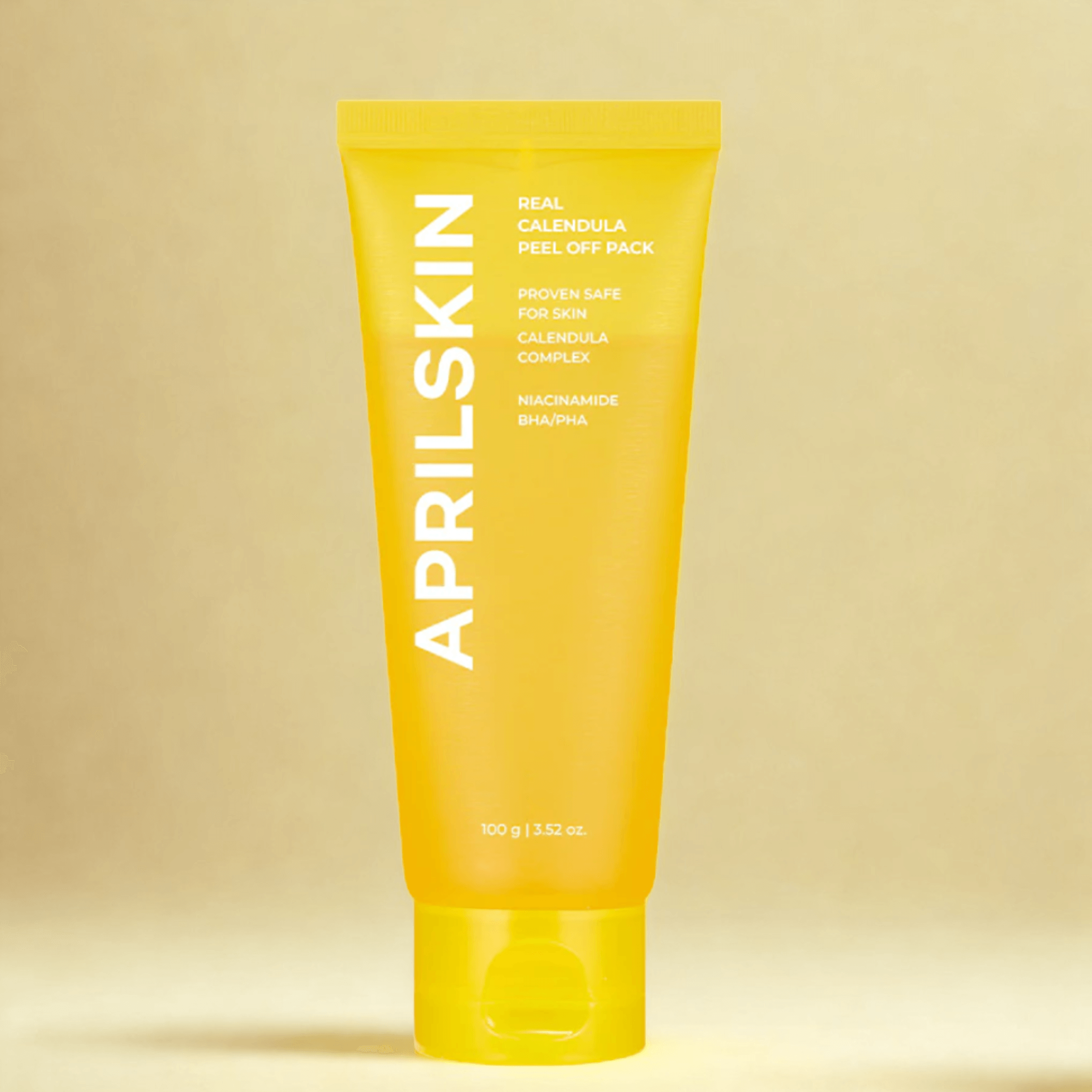 APRILSKIN Real Calendula Peel Off Pack, 100g tube for unclogging pores and brightening skin.