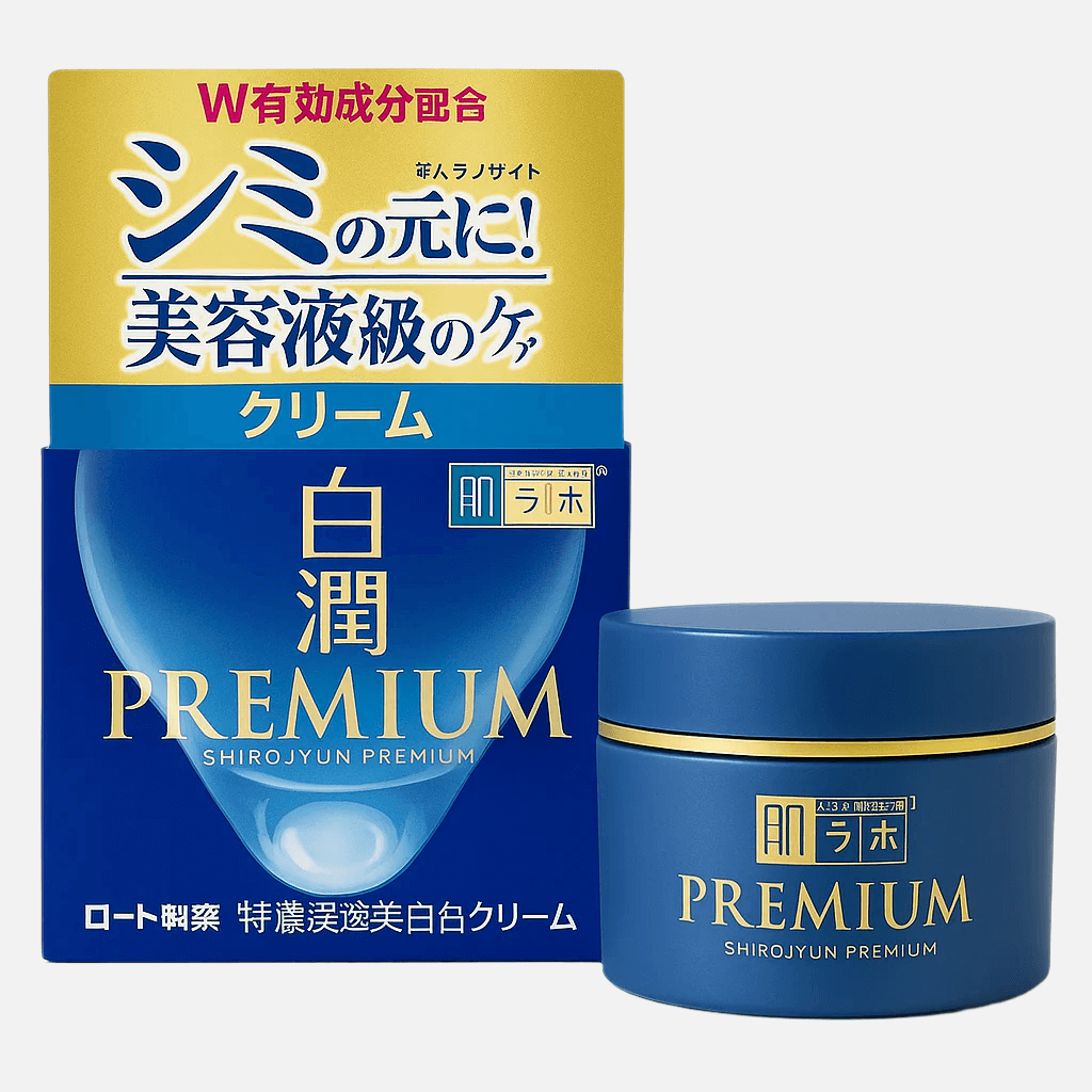 Hada Labo Shirojyun Premium Deep Whitening Cream 50g with hydrating ingredients for even skin tone.