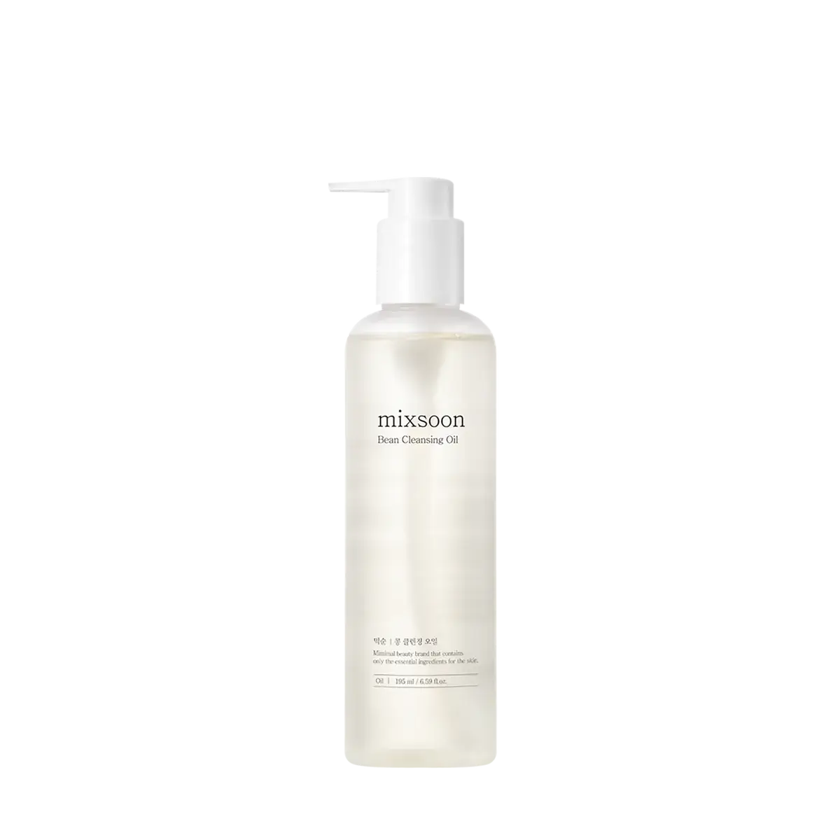 Mixsoon Bean Cleansing Oil 195ml bottle for deep cleansing and moisturizing for oily skin types.