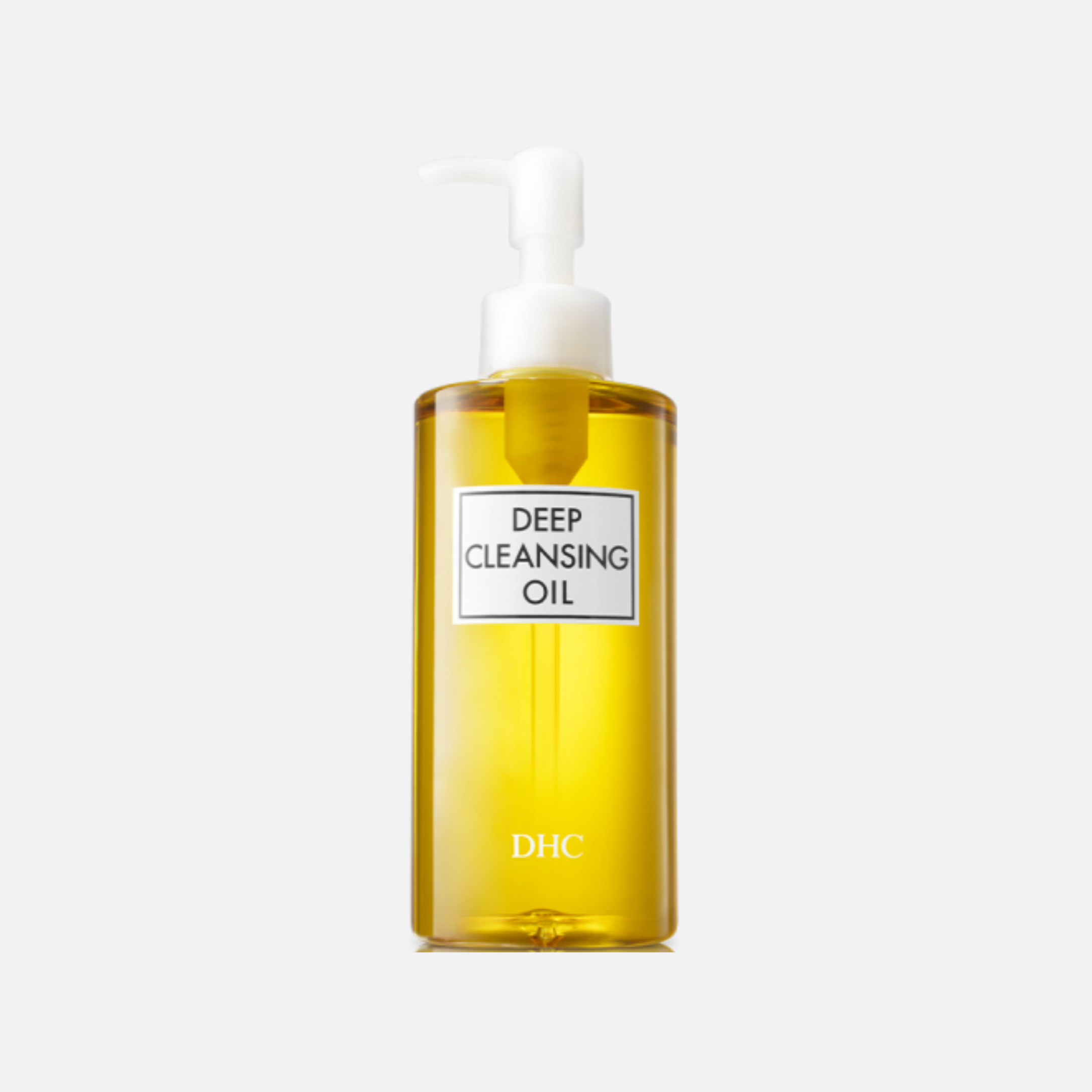 DHC - Deep Cleansing Oil 150ml in a clear bottle with pump, perfect for removing makeup.