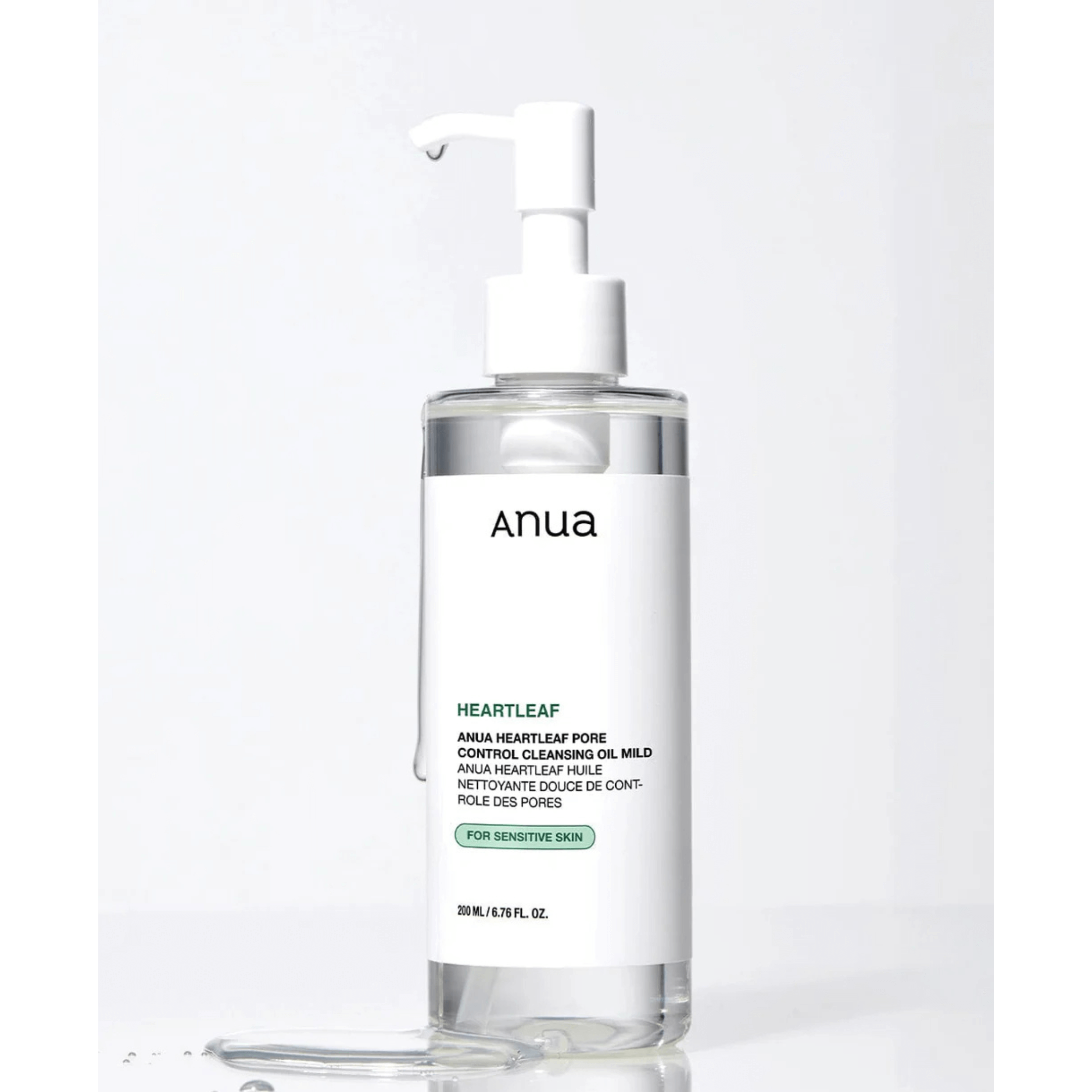 Anua Heartleaf Pore Cleansing Oil Mild 200ml for sensitive skin, gently removes makeup and impurities.