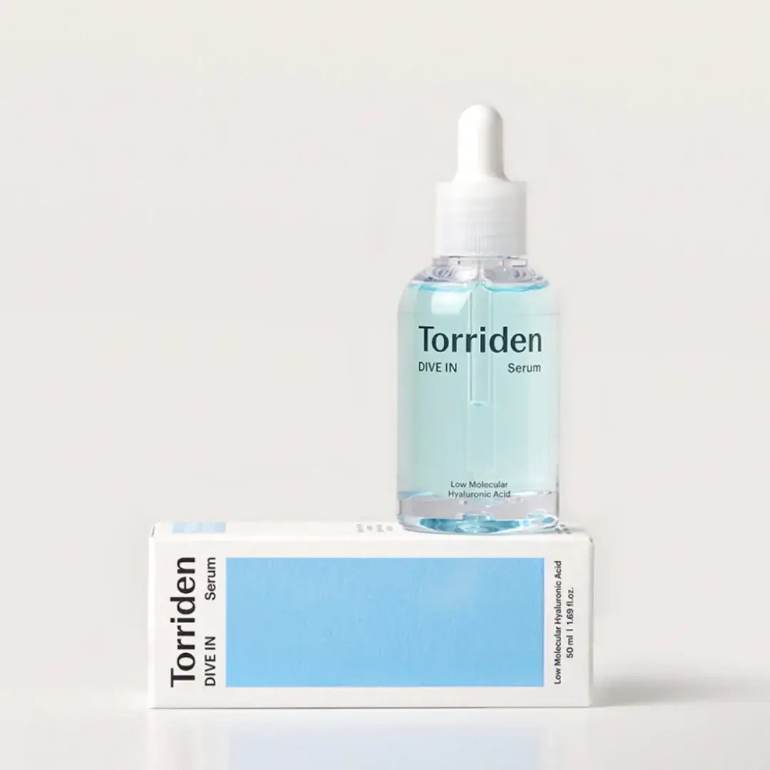 Torriden DIVE IN Low Molecule Hyaluronic Acid Serum 50ml in a bottle with packaging for deep hydration.