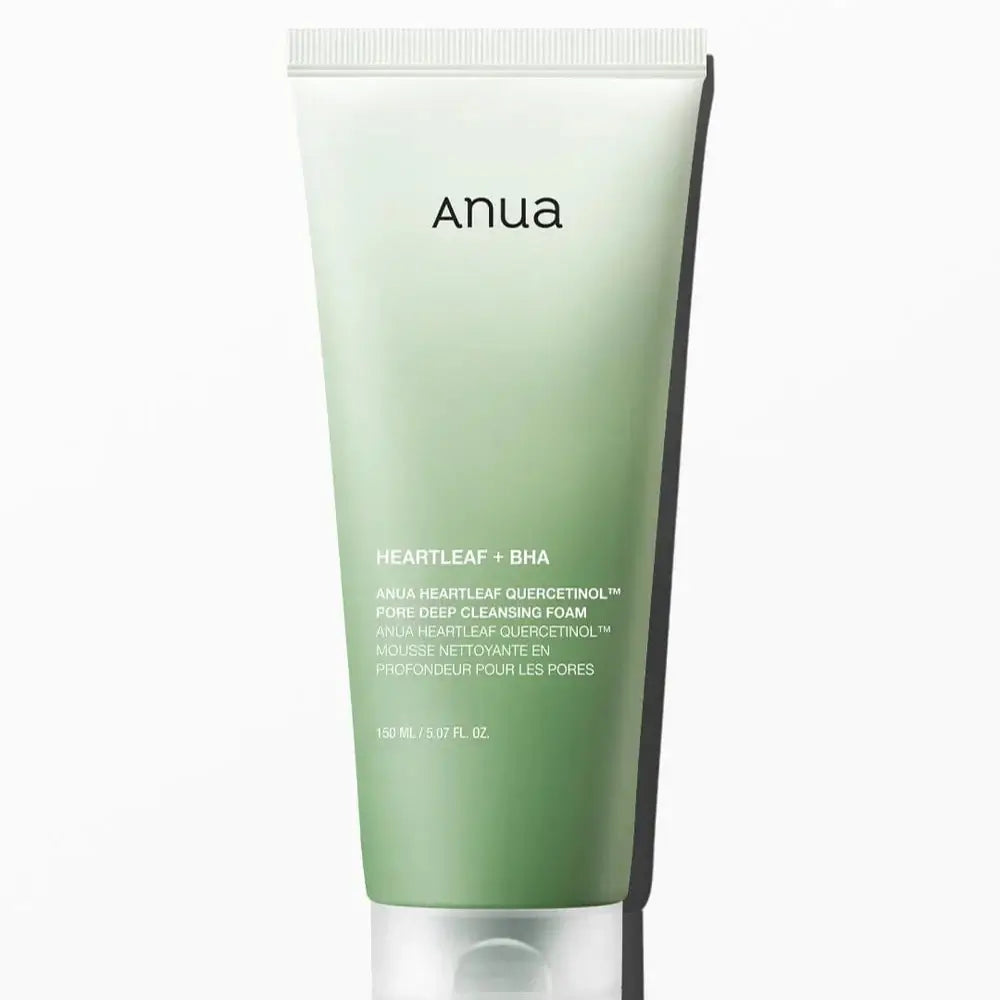Anua Heartleaf Quercetinol Pore Deep Cleansing Foam 150ml tube for oily skin, balancing oil and cleansing pores.