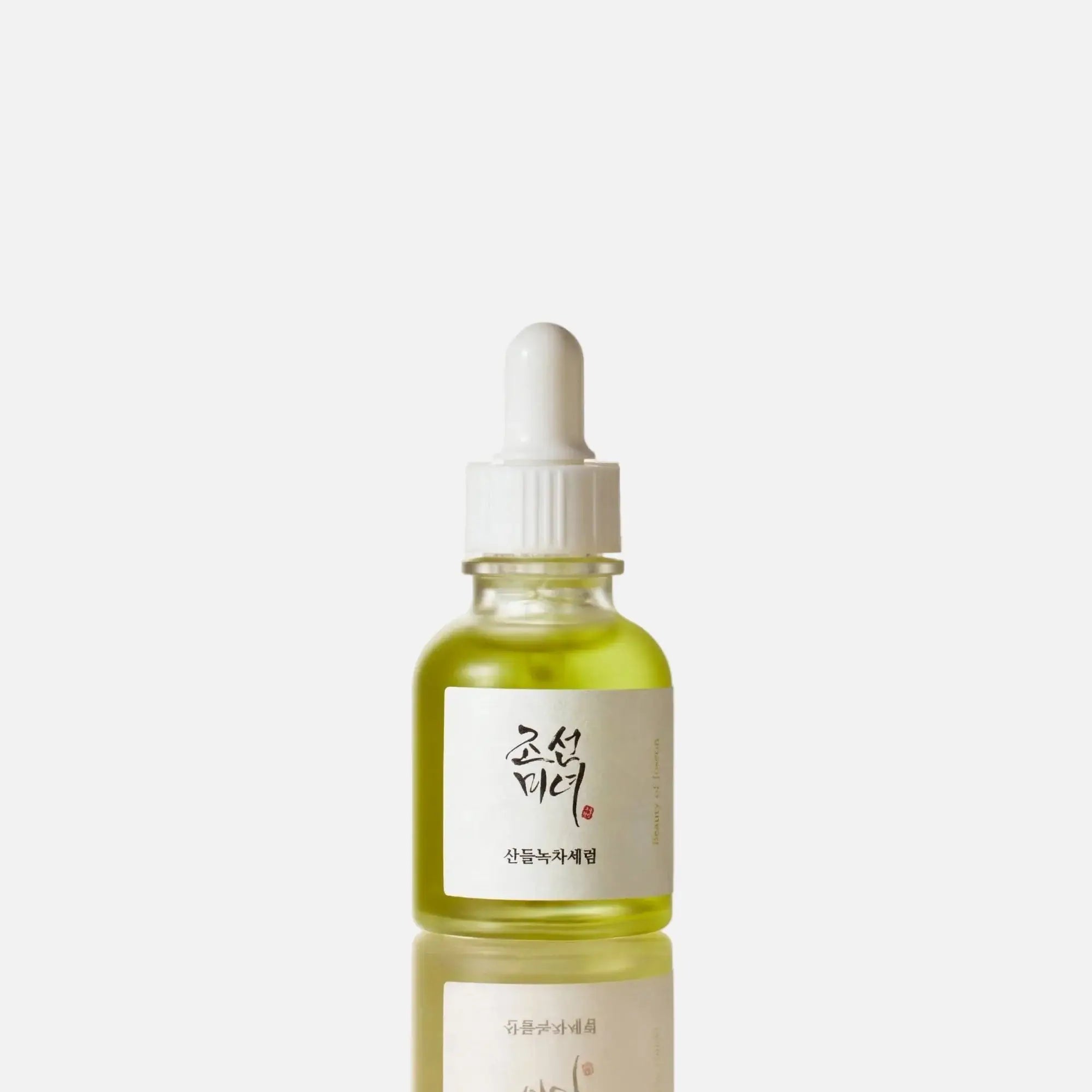 Beauty of Joseon - Calming serum : Green tea + Panthenol 30ml in a glass dropper bottle.