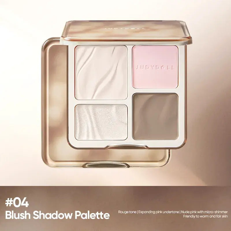 Judydoll - 2 IN 1 Highlighter Contour Palette, featuring four complementary shades for sculpting and highlighting.