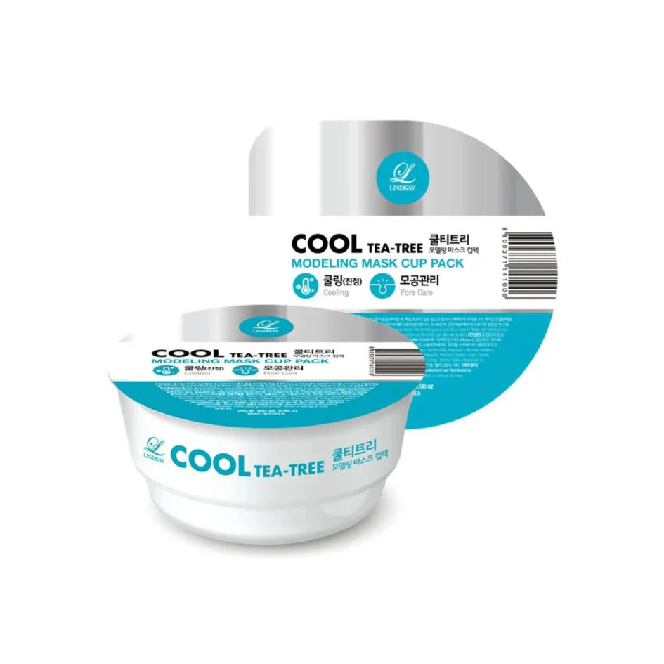 LINDSAY Cool Tea Tree Modeling Mask Cup Pack for soothing skin nourishment and deep cleansing.