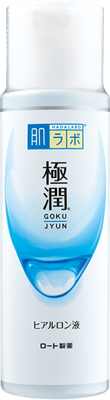 Rohto Mentholatum Hada Labo Gokujyun Hyaluronic Acid Lotion bottle for deep hydration and skin barrier support.