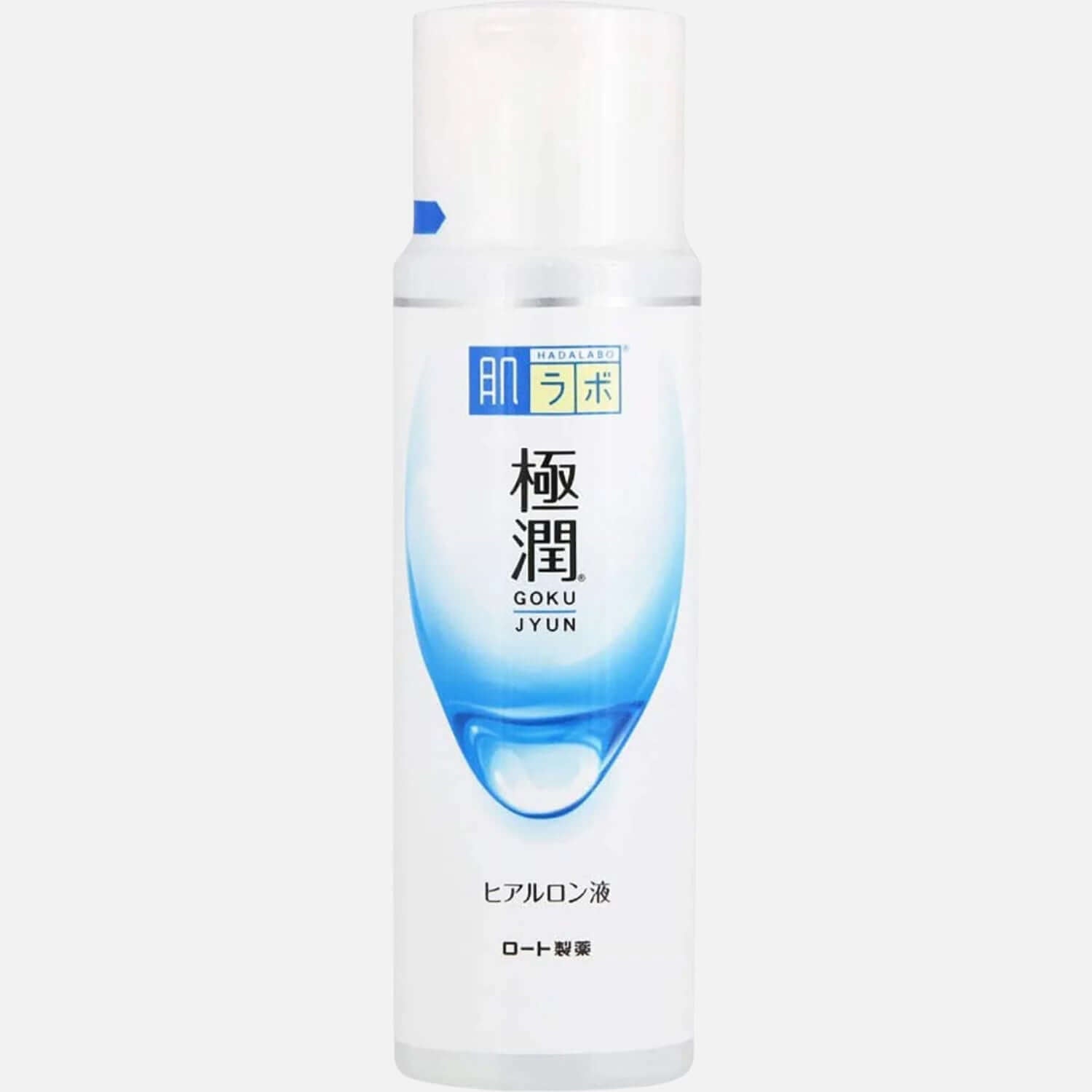 Rohto Mentholatum Hada Labo Gokujyun Hyaluronic Acid Lotion bottle, deeply hydrating skincare moisturizer.