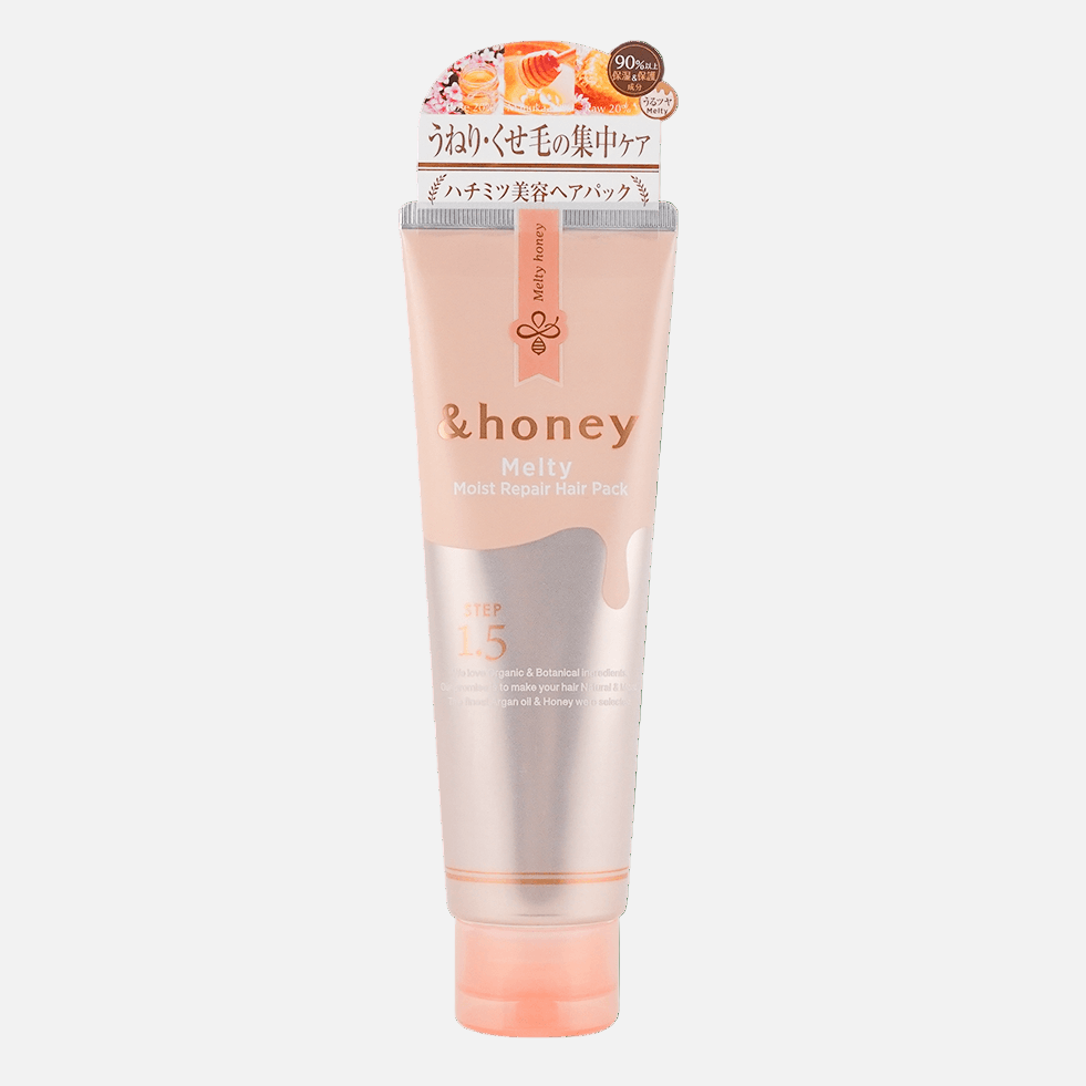Tube of '&honey' hair product on a white background