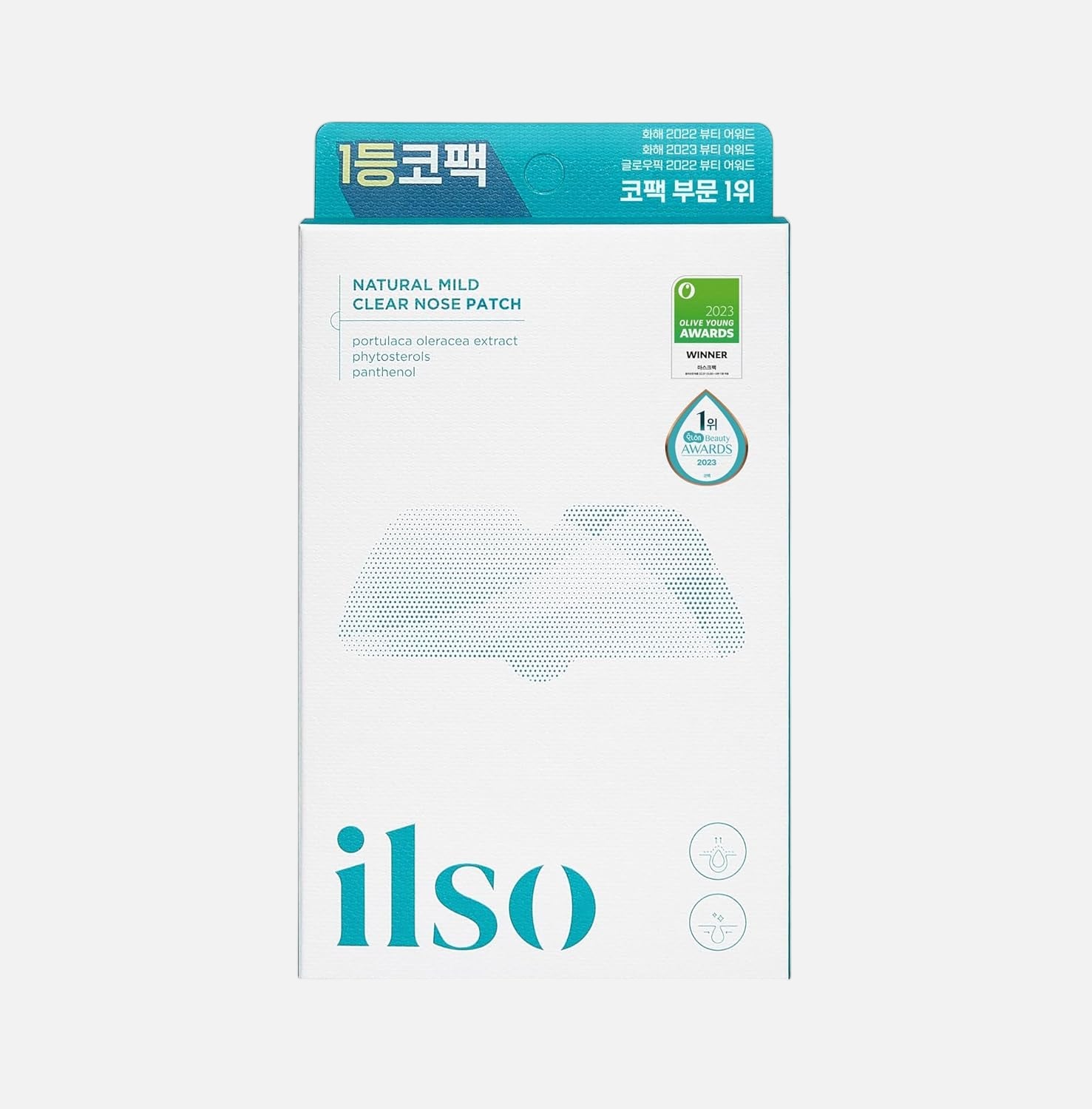 ilso Natural Mild Clear Nose Pack box, effective blackhead removal treatment with Bio Cellulose sheets.