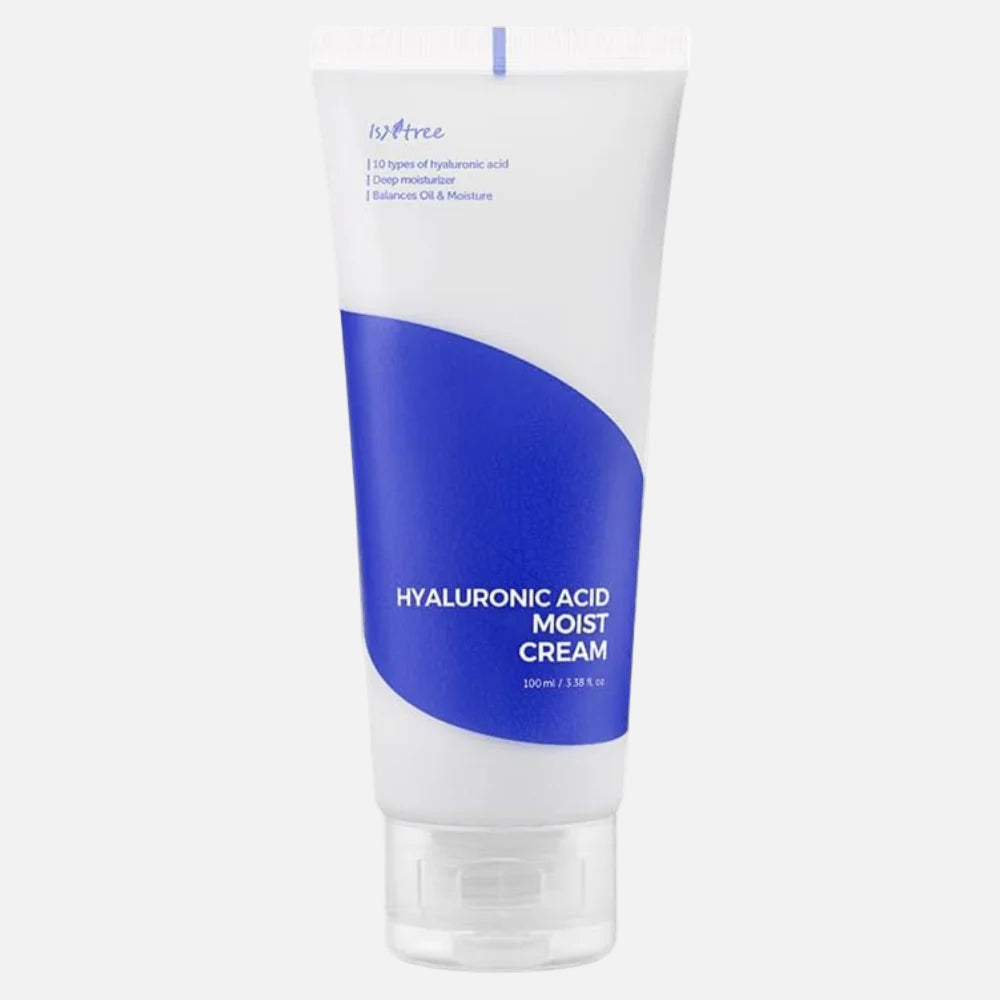 Isntree Hyaluronic Acid Moist Cream 100ml, lightweight moisturizer for deep hydration and skin elasticity.