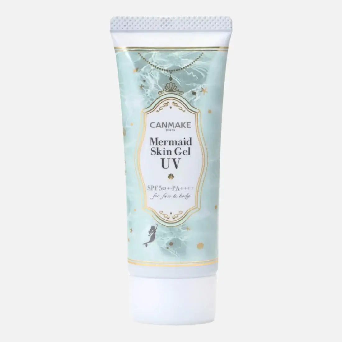 Canmake Mermaid Skin Gel UV Sunscreen SPF50+ PA++++ in a lightweight tube for ultimate sun protection and hydration.