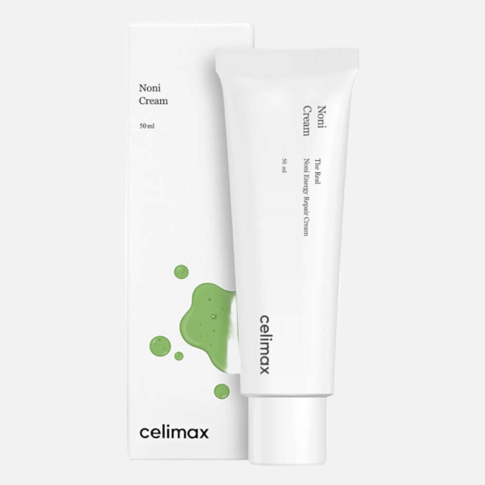 Celimax The Real Noni Energy Repair Cream 50ml tube and packaging for soothing dry skin and reducing wrinkles.