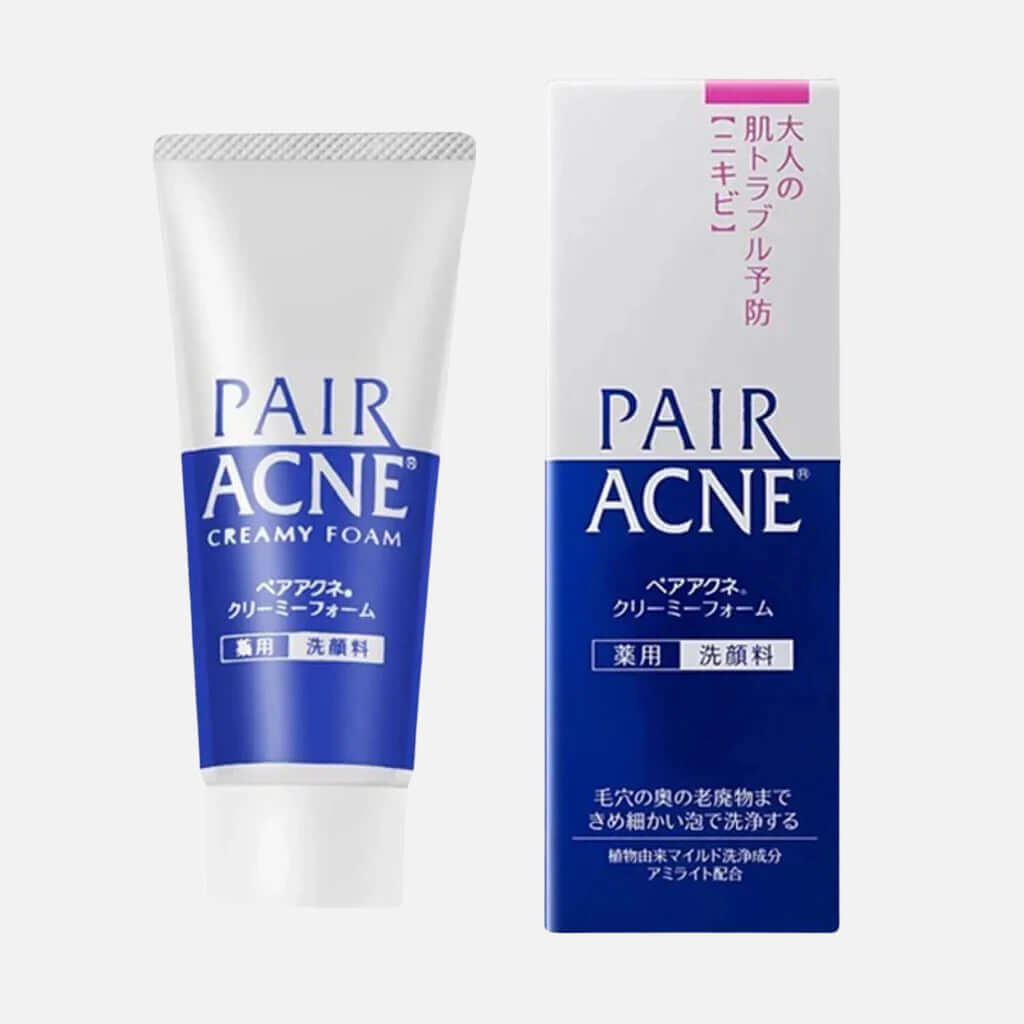 LION Pair Acne Creamy Foam 80g cleanser, removes dirt and impurities, helps prevent acne, rich in soy extract and Vitamin C.