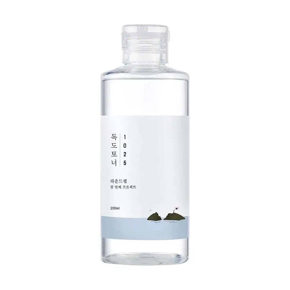 RoundLab 1025 Dokdo Toner 200ml bottle with moisturizing features and exfoliating properties.