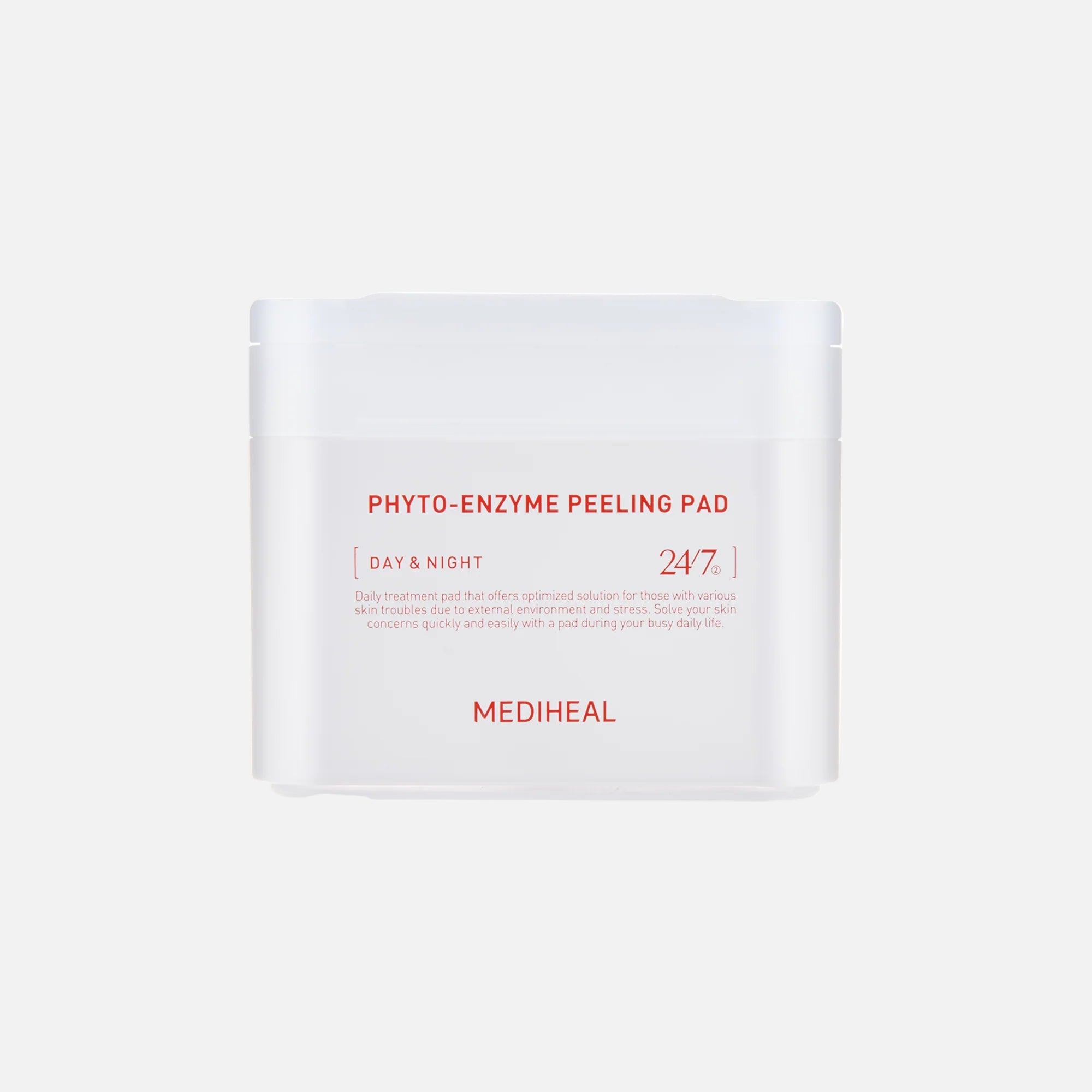 Mediheal Phyto-Enzyme Peeling Pad container for gentle skin exfoliation and renewal with papaya enzyme and LHA.