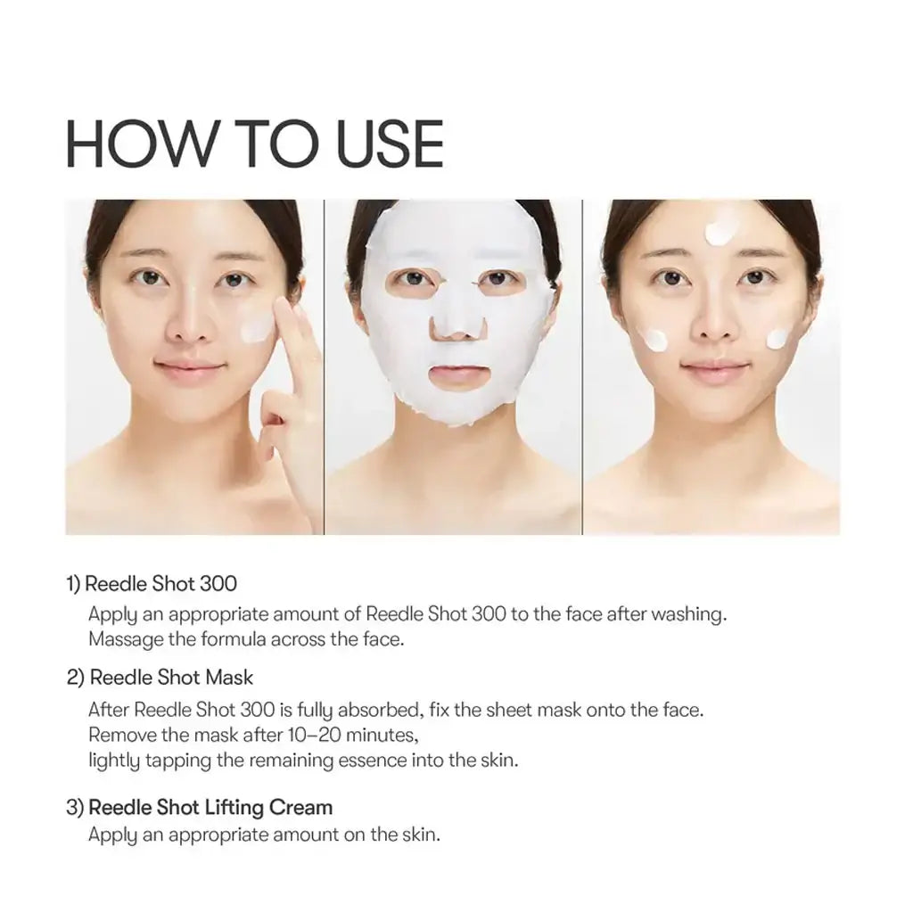 Step-by-step guide on using VT's Reedle Shot 3-Step Mask for optimal skincare results.