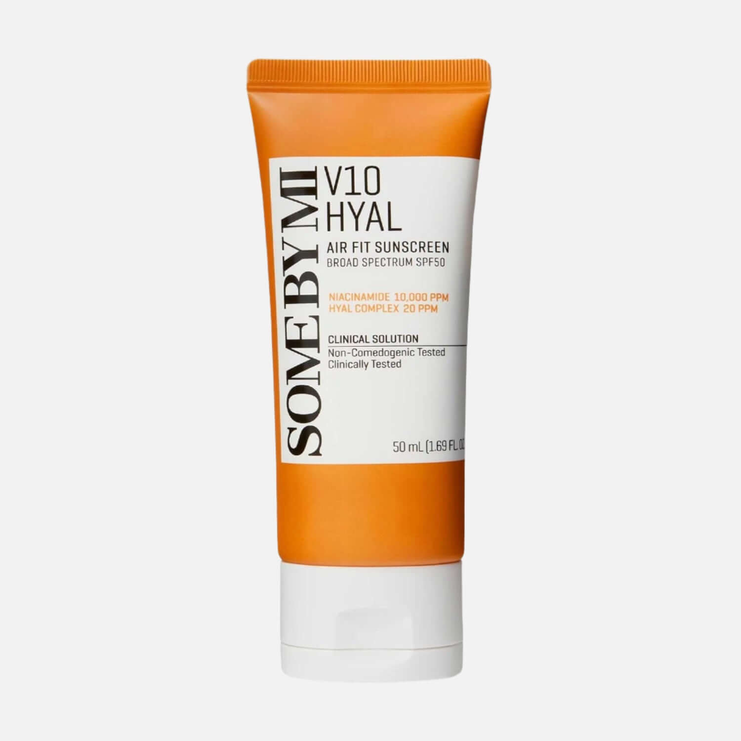 SOME BY MI - V10 Hyal Air Fit Sunscreen tube with broad-spectrum SPF 50 protection and lightweight texture.
