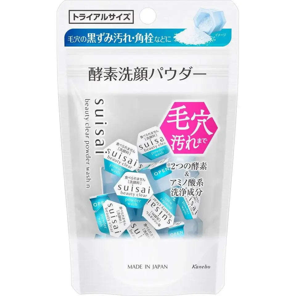 Kanebo Suisai Beauty Clear Powder Wash sachets, enzyme-based cleanser for smooth, radiant skin, 15 pcs.