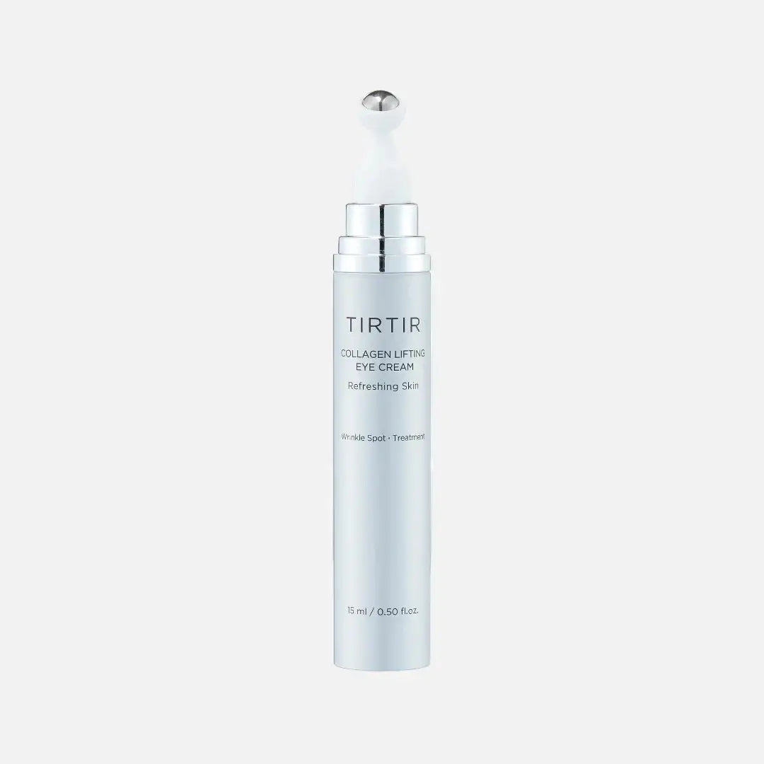 TIRTIR Collagen Lifting Eye Cream in sleek tube, designed to reduce fine lines and puffiness around the eyes.