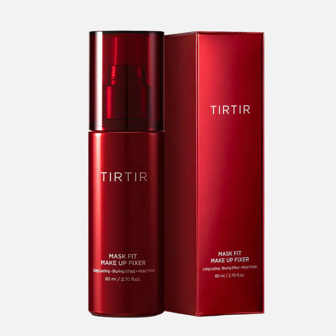TIRTIR - Mask Fit Make Up Fixer 80ml in a sleek red bottle and packaging for long-lasting makeup hold.