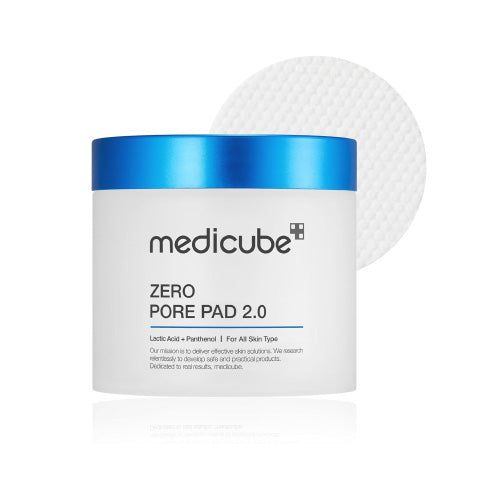 Medicube Zero Pore Pads 2.0 with dual-textured pads for exfoliating and minimizing pore appearance.