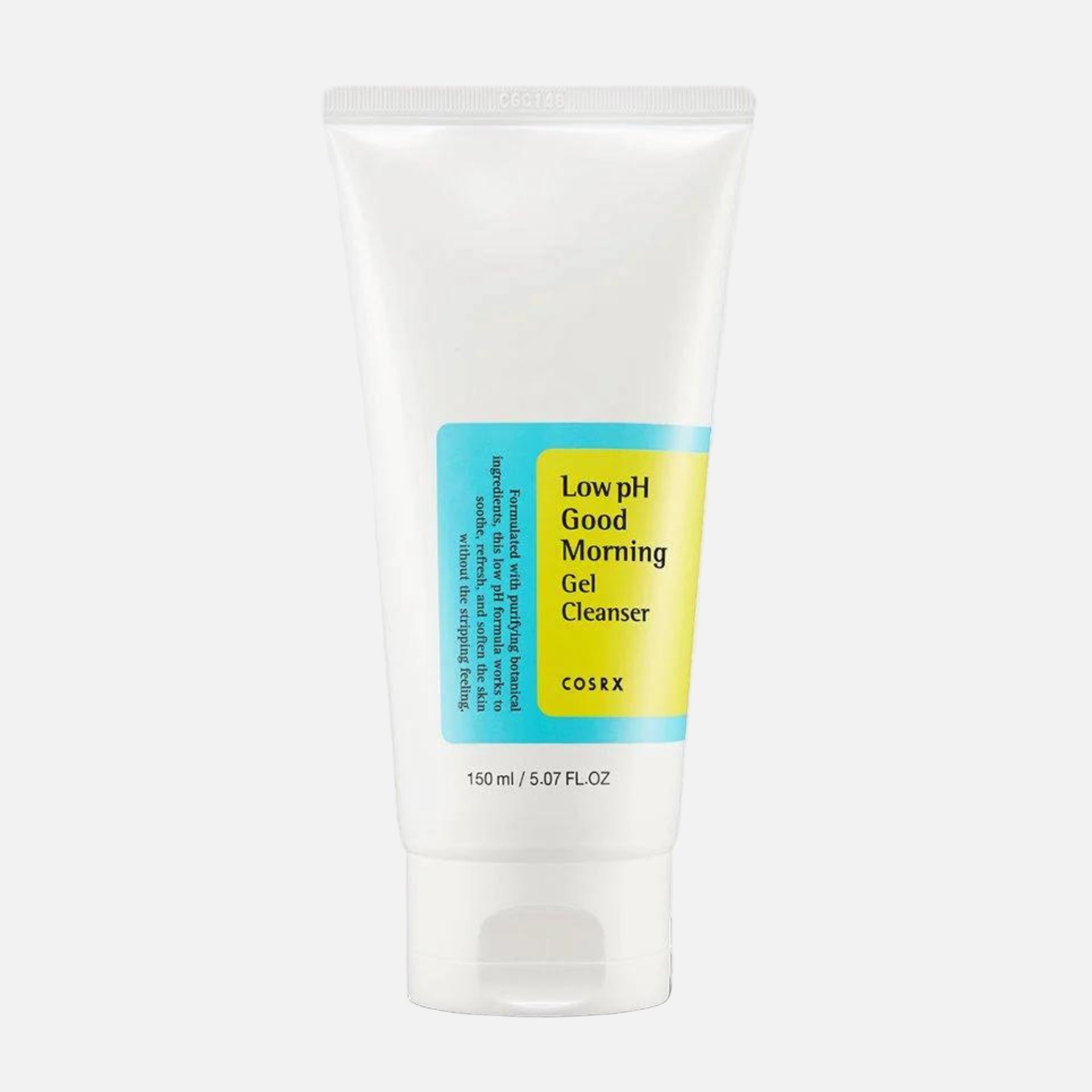 COSRX Low pH Good Morning Gel Cleanser in a 150ml tube, perfect for a gentle hydrating cleanse.